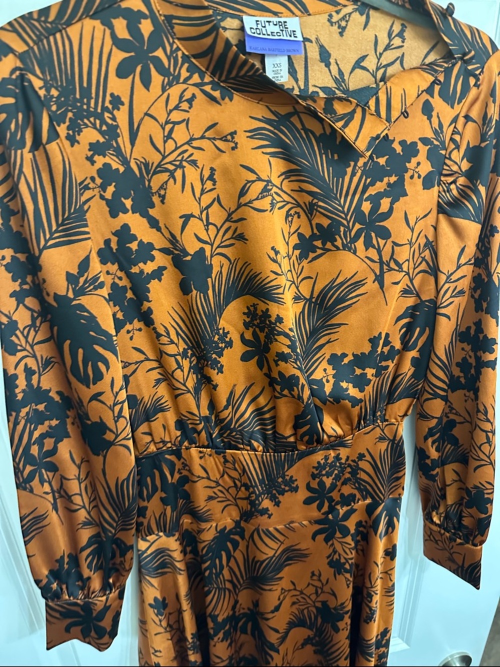 Future Collective Rust Floral Print Midi Dress size xxs